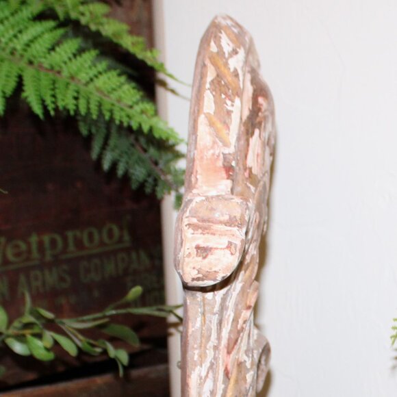 Chippy VTG 16" Rustic Wood & Iron Architectural Salvage Relic Statuary Finial - Picture 6 of 11